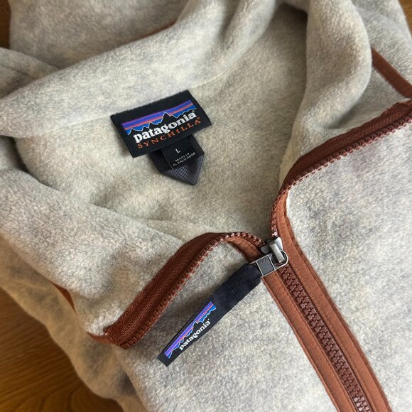 NWOT Patagonia Synchilla Fleece Marsupial Half Zip in Oatmeal Heather sz Large - Picture 7 of 8